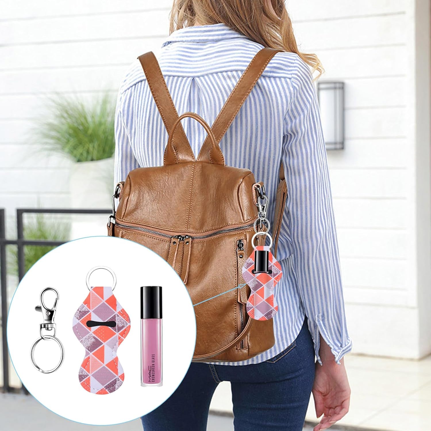 24 Pieces Chapstick Holder Keychains Lipstick Holder Keychains