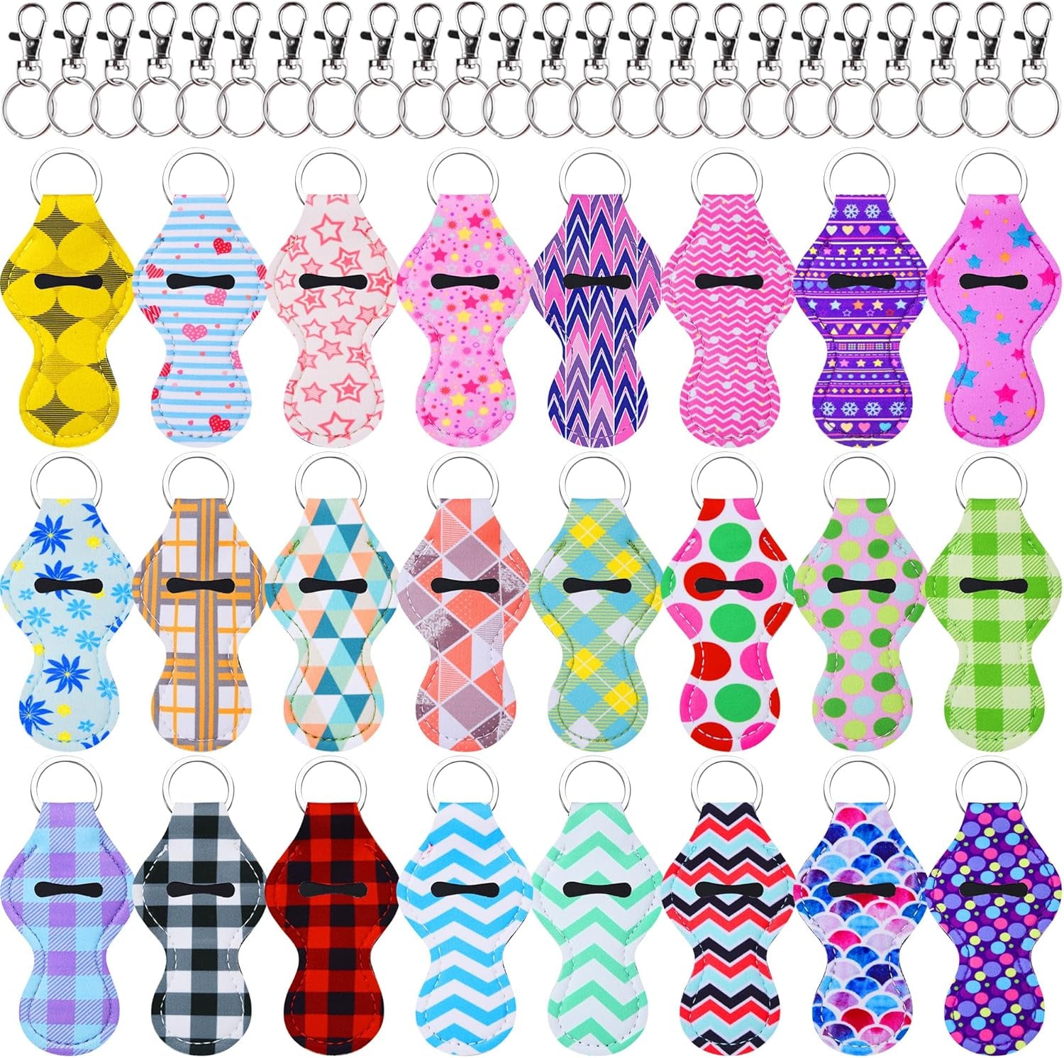 24 Pieces Chapstick Holder Keychains Lipstick Holder Keychains