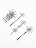 Silver Star Barrettes, Set of 4