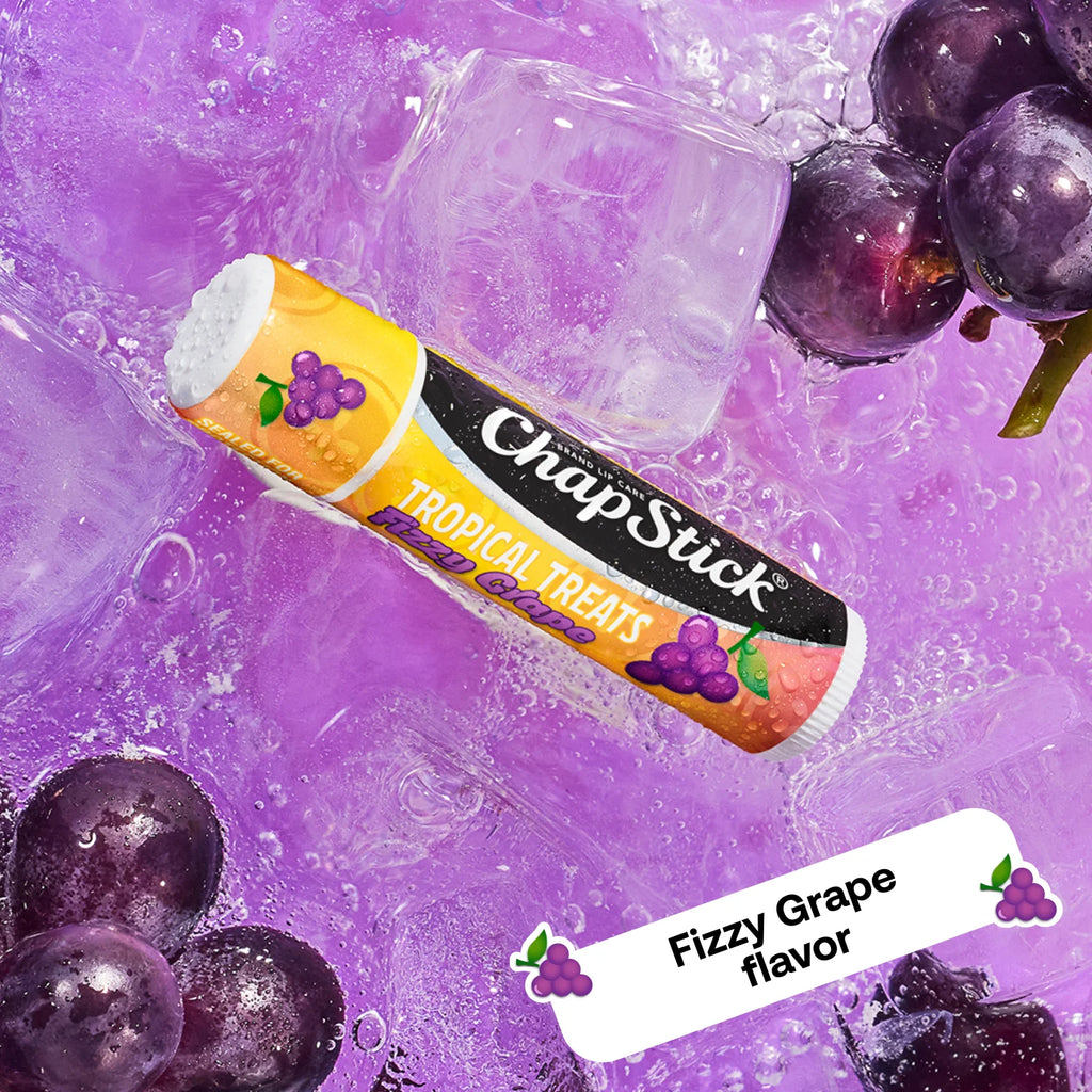 (3 Pack)  Tropical Treats Flavored Lip Balm, Watermelon, Tangerine & Grape, 3 Pack